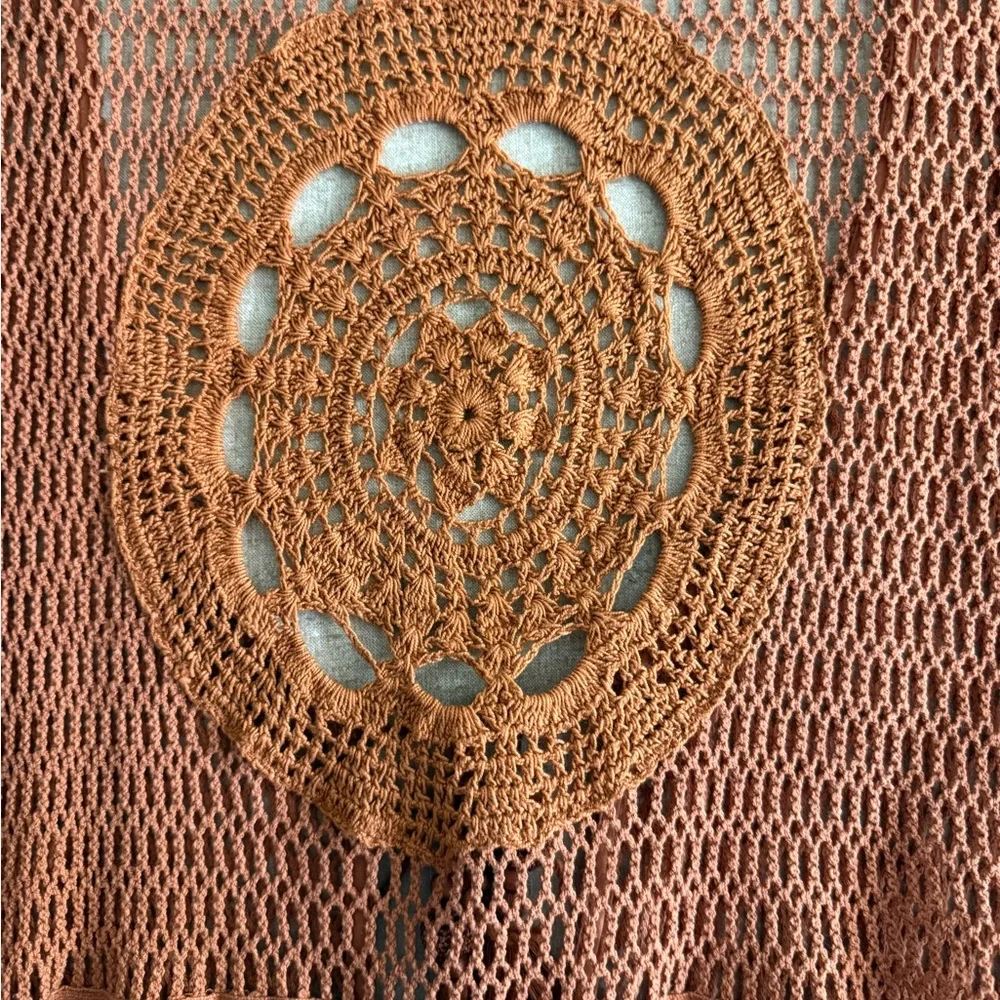 Idyllwind Rust Crochet Vest with Fringe - Picture 5 of 10